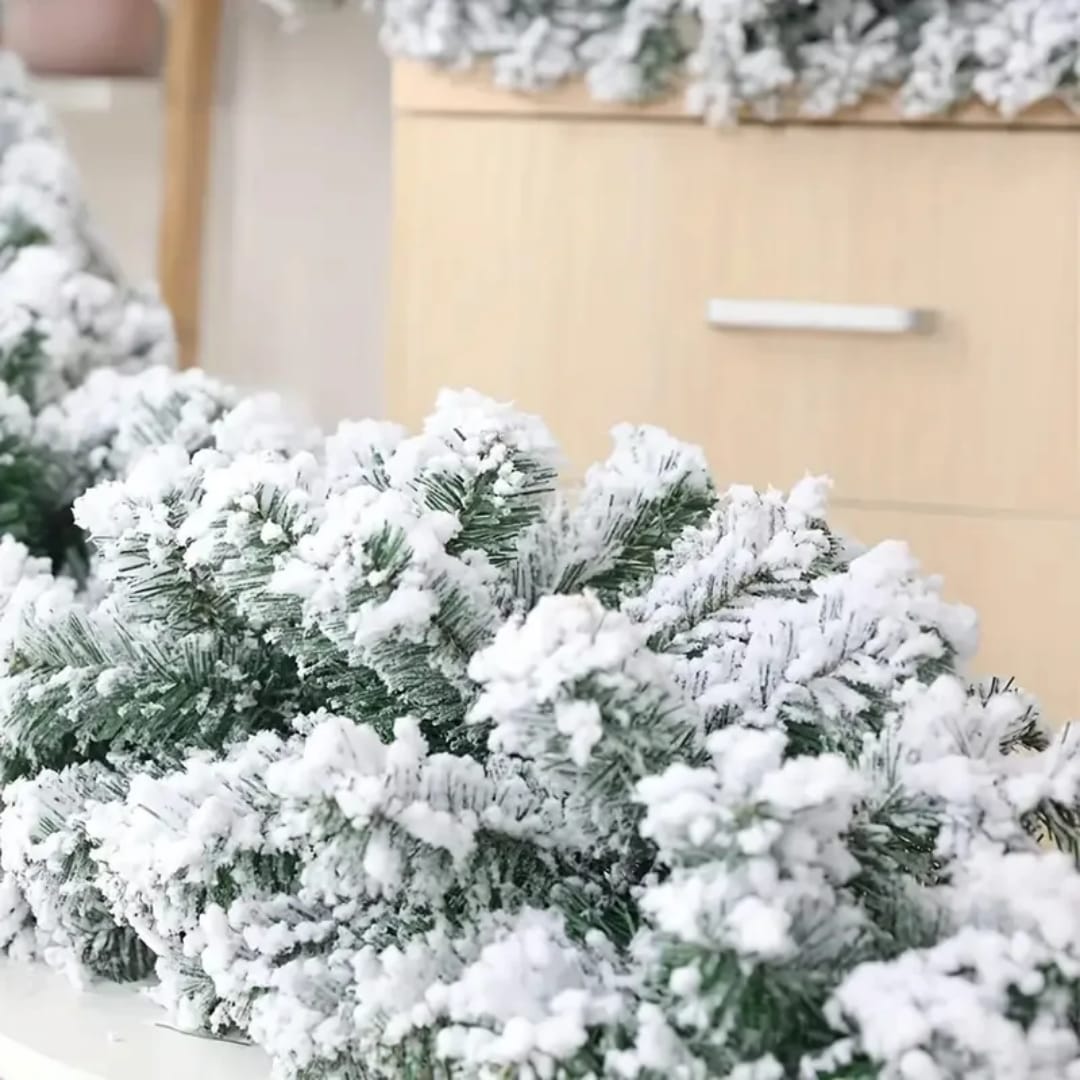 2.7M Christmas Pine Garland Snow Flocking