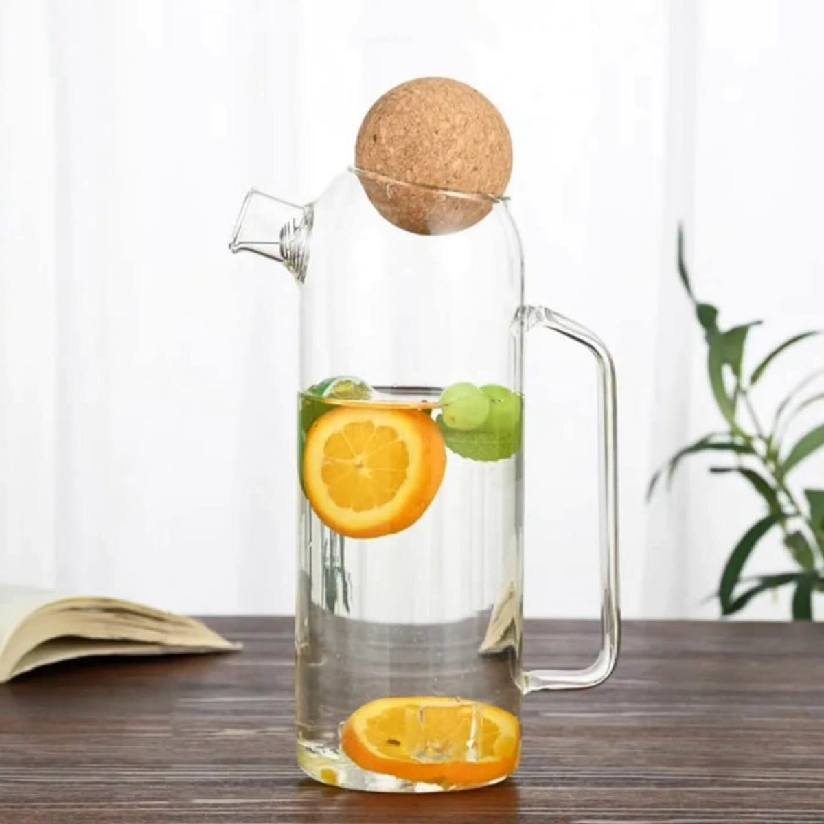Glass Water Pitcher with Cork Lid