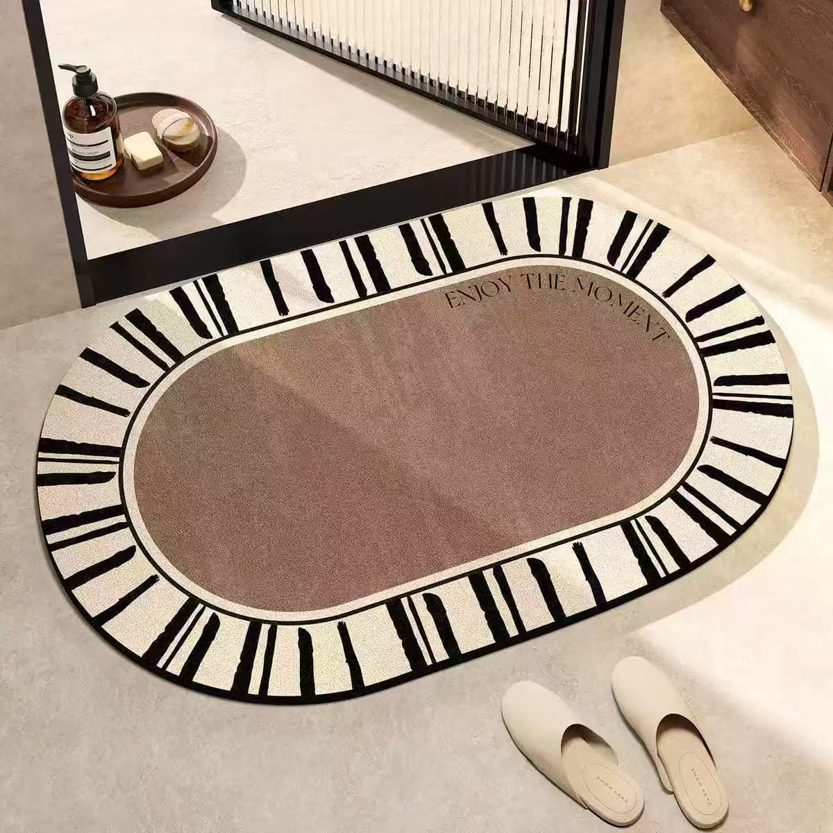 Big Size Oval Absorbent Bathroom Door Mat