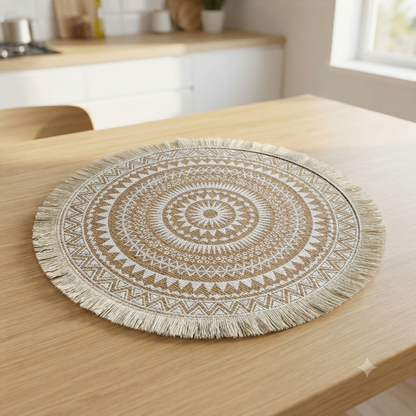 6Pc Round Woven Jute Table Mats