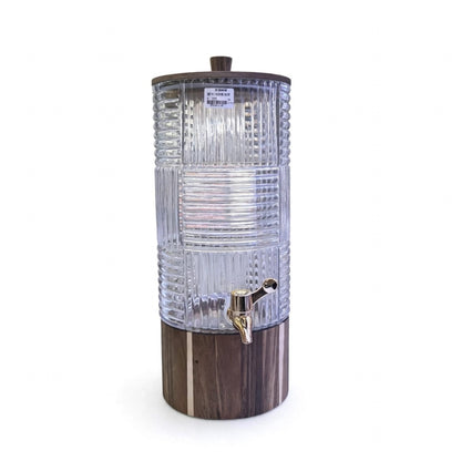 5L Glass Juice Dispenser With Wooden Base And Lid