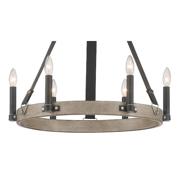 5 Light Round Wheel Metallic  Chandelier with bulbs
