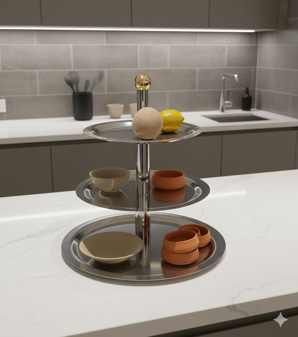 3 Tier Stainless Steel Cake Stand Bon