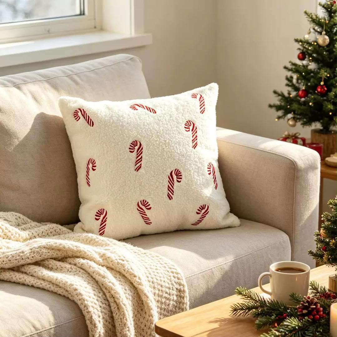 Candy Cane Christmas Decorative Throw Pillow Cover Throw Pillow Case Cushion Cover