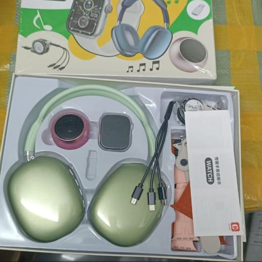 Wireless headphone plus speaker and 7 strap smart watch