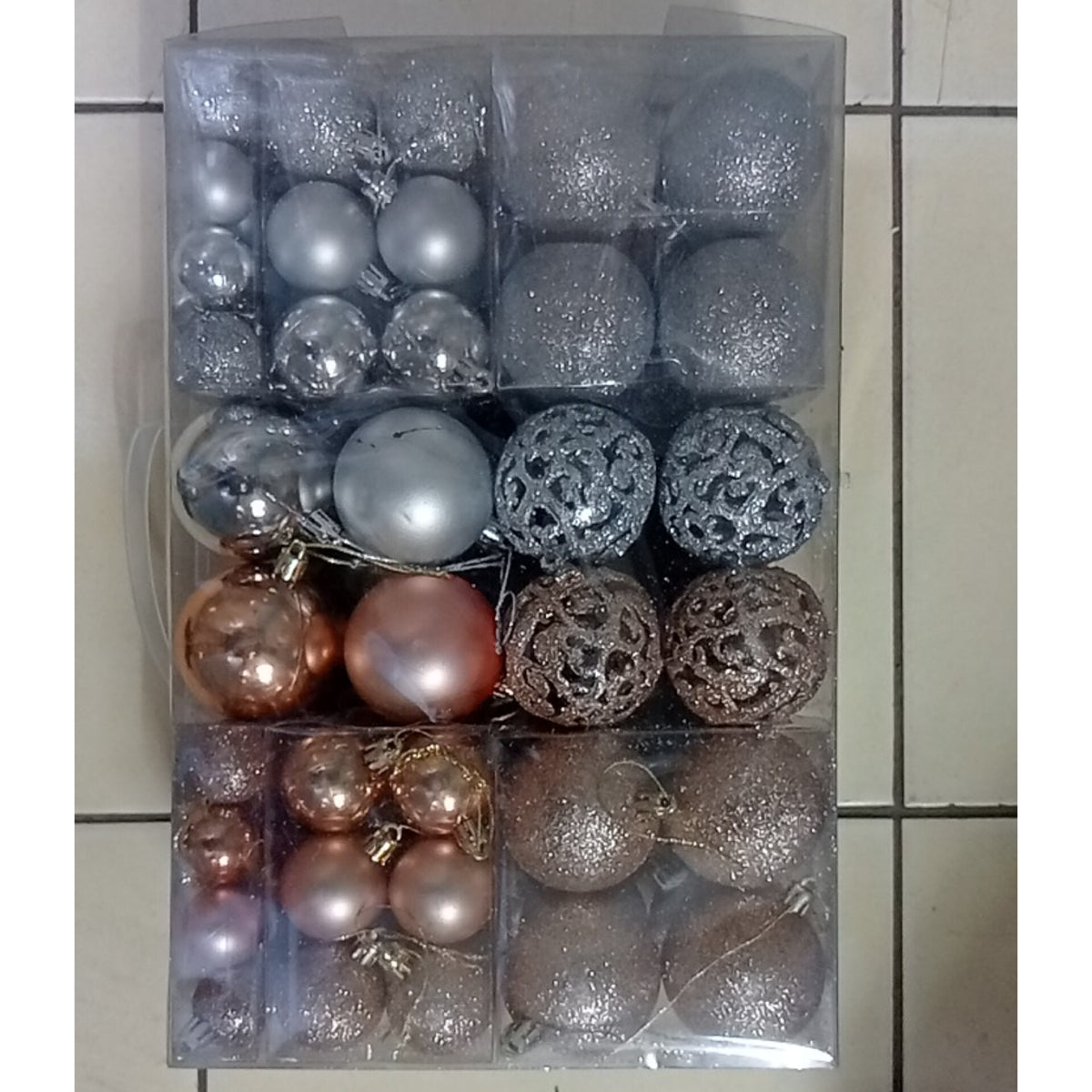 100 Piece Rose Gold and Silver Christmas Tree Decor Ball Set