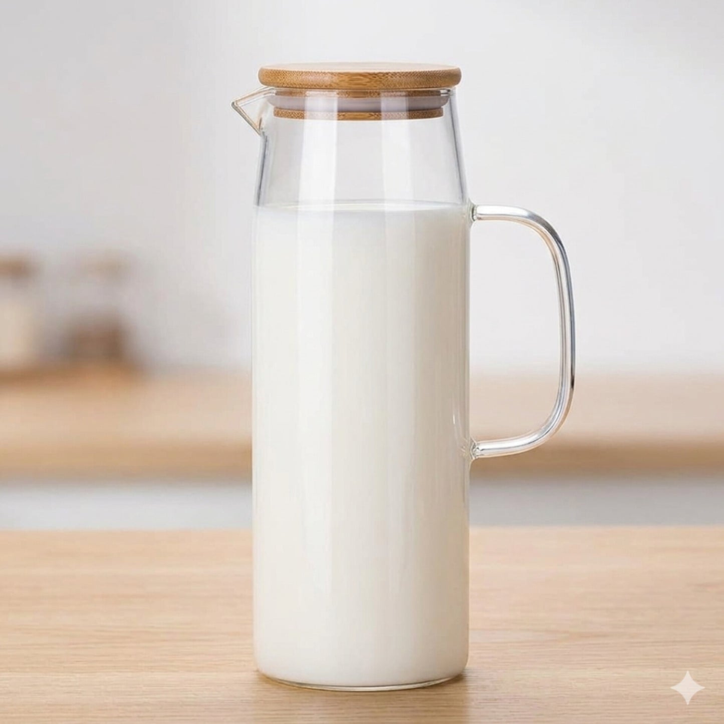 1.2ltr glass jug/pitcher with an airtight bamboo lid