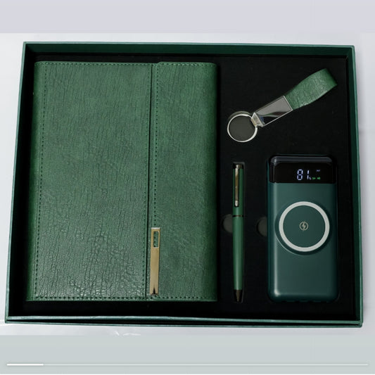 Faux Leather Smart Notebook and Wireless Power Bank Gift Set