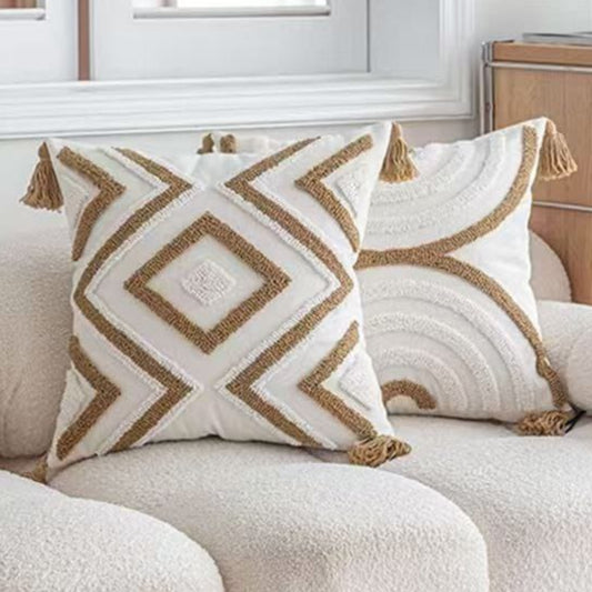 Boho Geometric Tufted Throw Pillow Cover