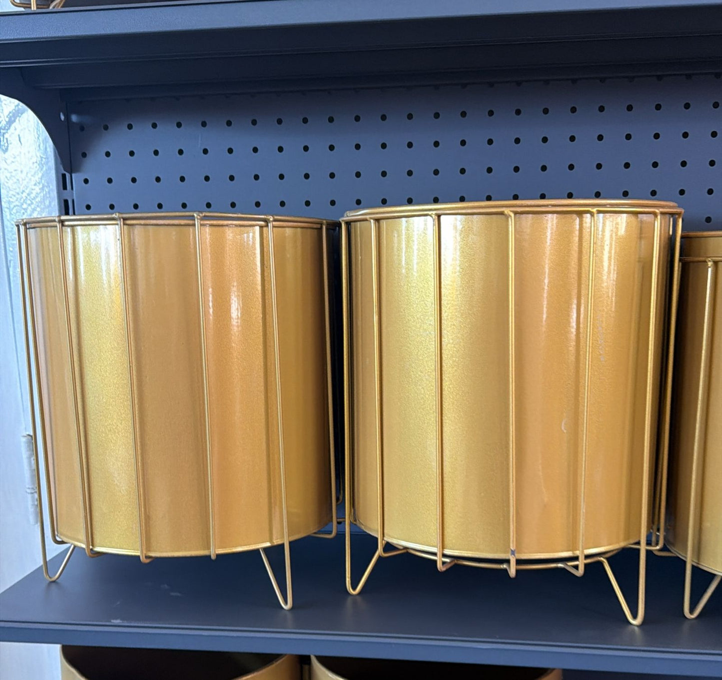 Gold Wire Cage Metal Planter