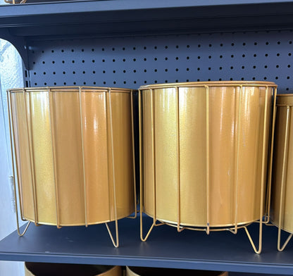 Gold Wire Cage Metal Planter