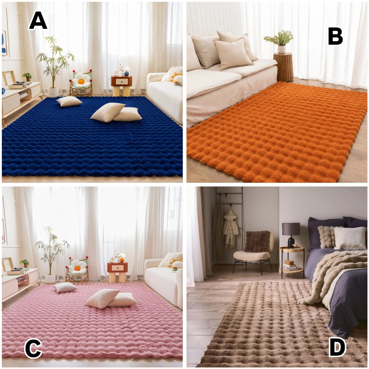 5x8 Faux Rabbit Fur Soft Area Rug