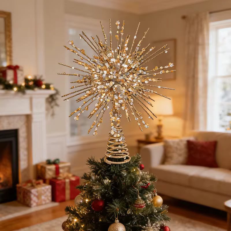 Sparkling Starburst LED Christmas Tree Topper