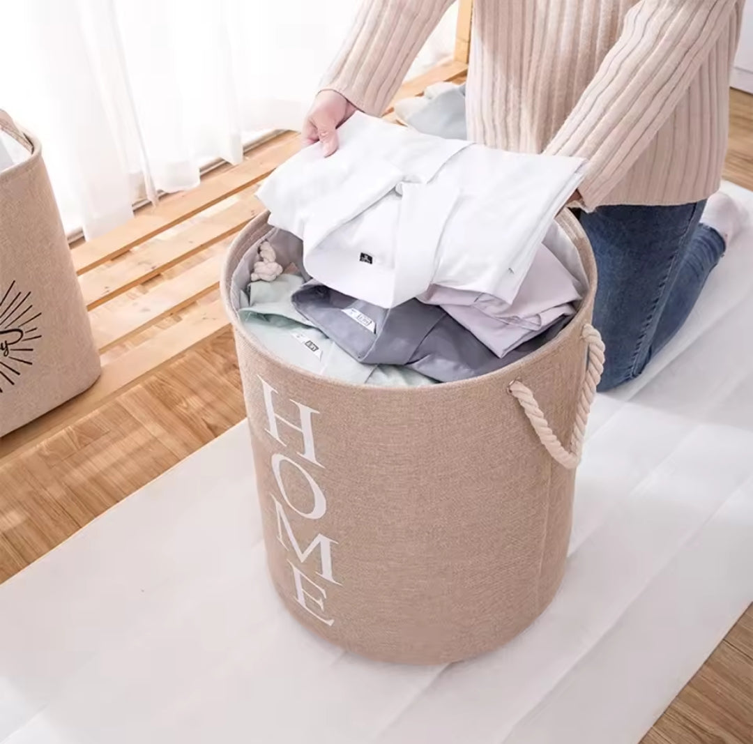 Round Cotton Linen Laundry Basket