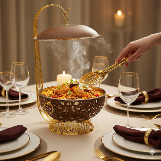 Food warmer with hanging lid