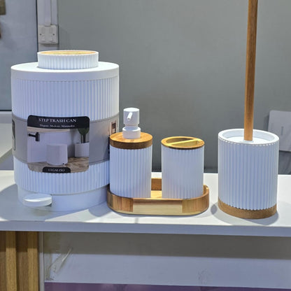 6Pcs Round Ribbed Bathroom Set