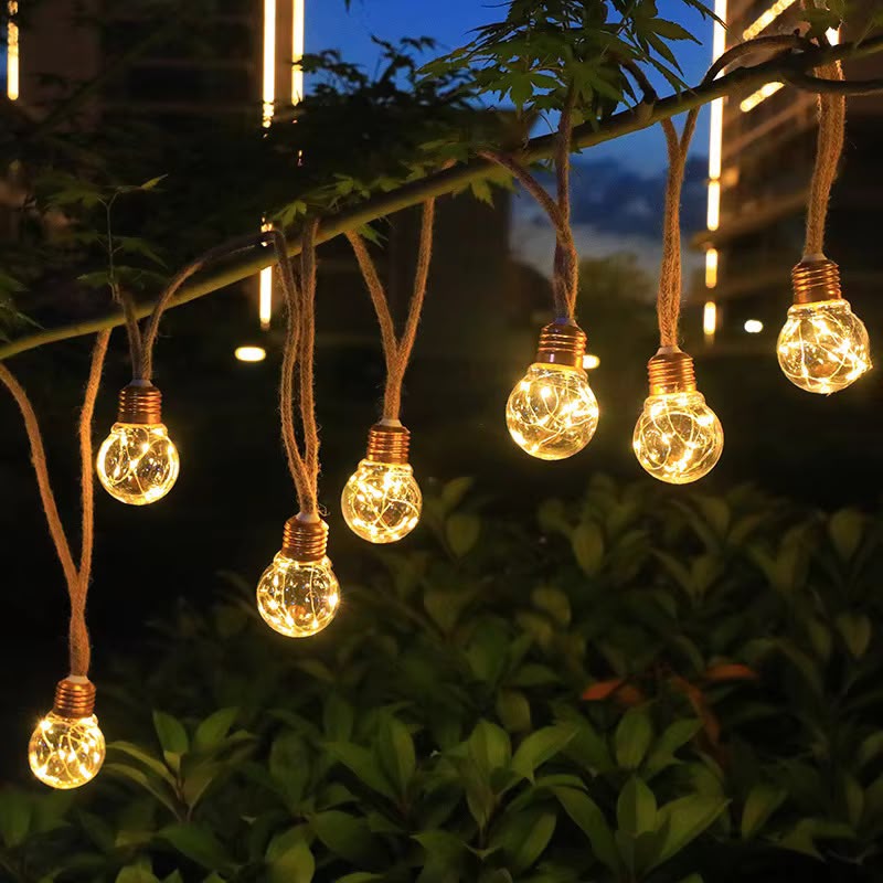 Vintage Hemp Rope Christmas Lights 10m USB  Solar Indoor And Outdoor Gha