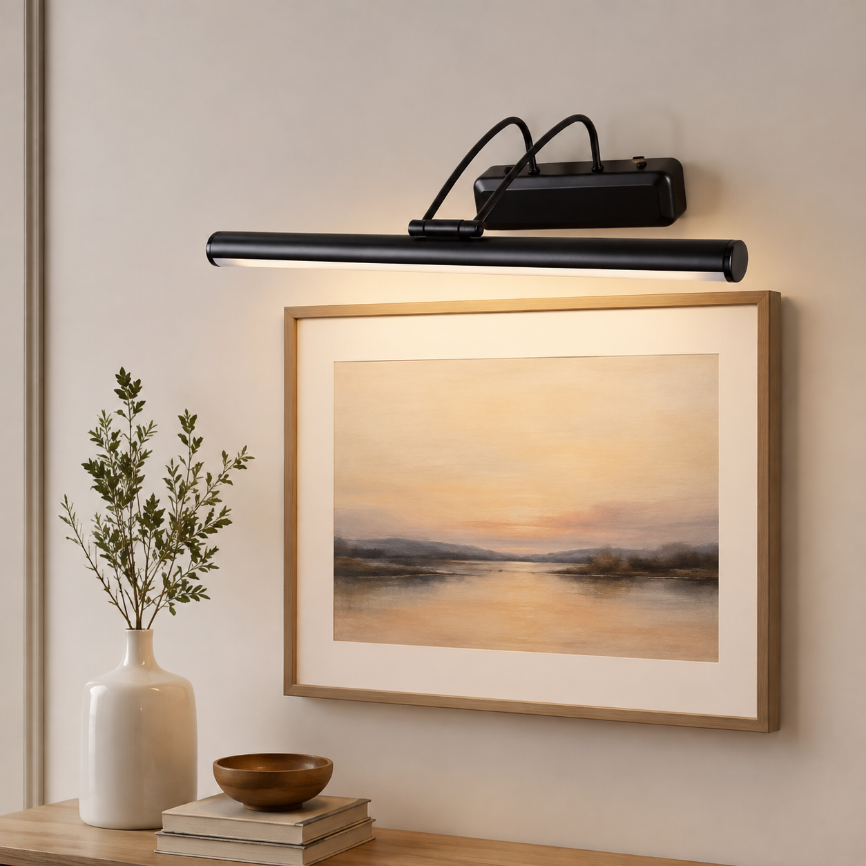 Black LED Mirror Light with Dual Curved Arms 8W WH 25ML 01 BK TC