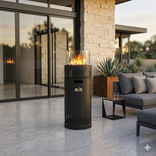 Short stand patio gas heater cylindrical 