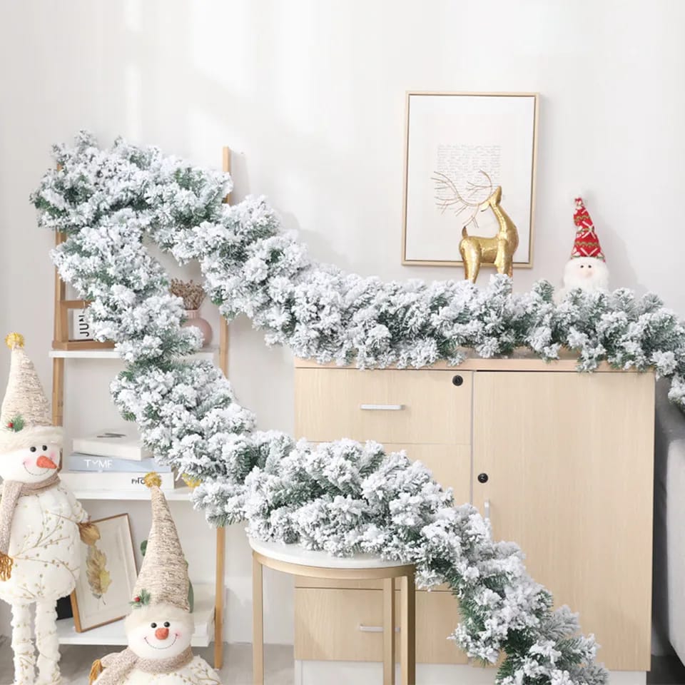 2.7M Christmas Pine Garland Snow Flocking