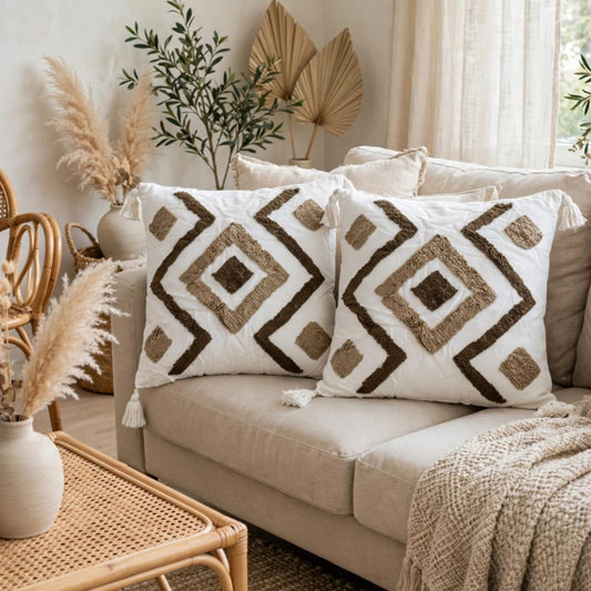 Boho Tufted Decorative Throw Pillow Case