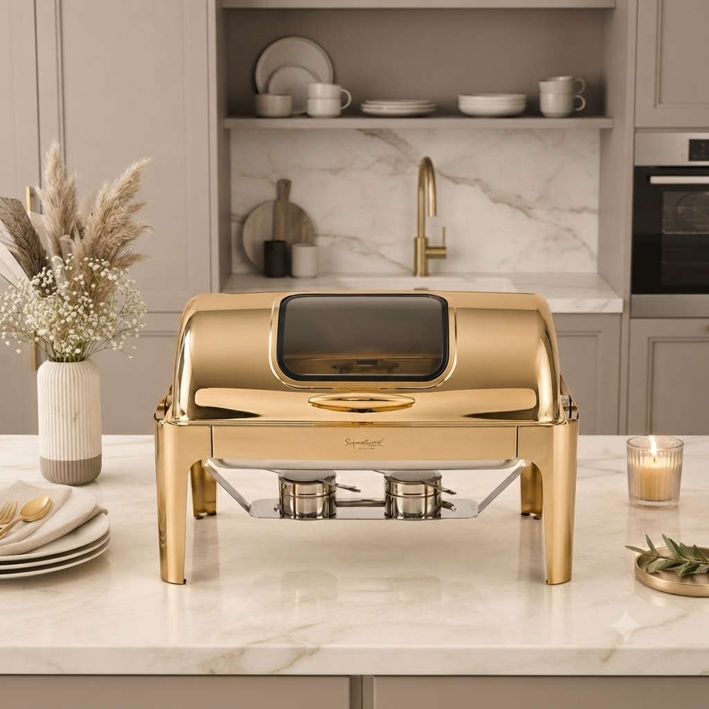 9 Ltr Rectangle Rolltop Gold Double Compartment