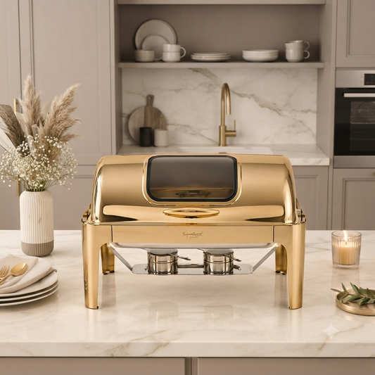 9 Ltr Rectangle Rolltop Gold Double Compartment