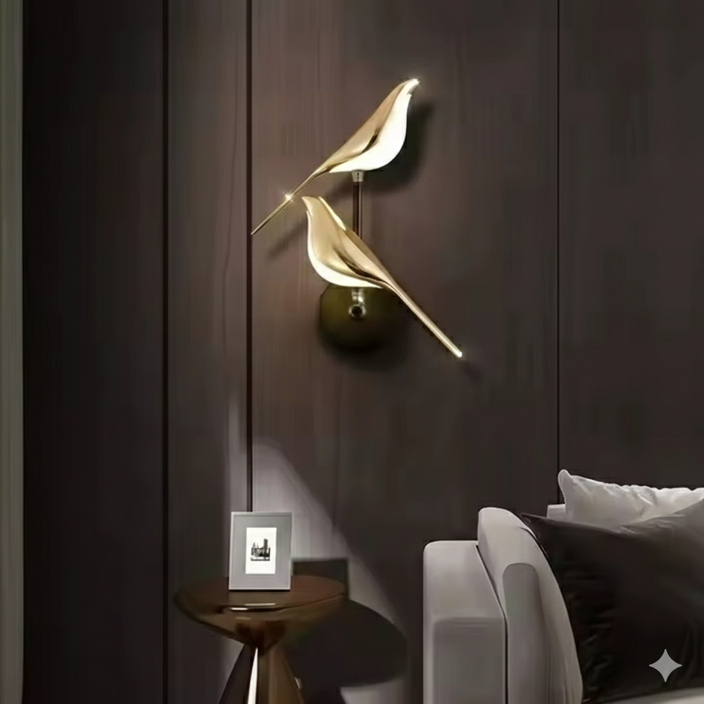 Gold Double Bird LED Wall Lamp Light