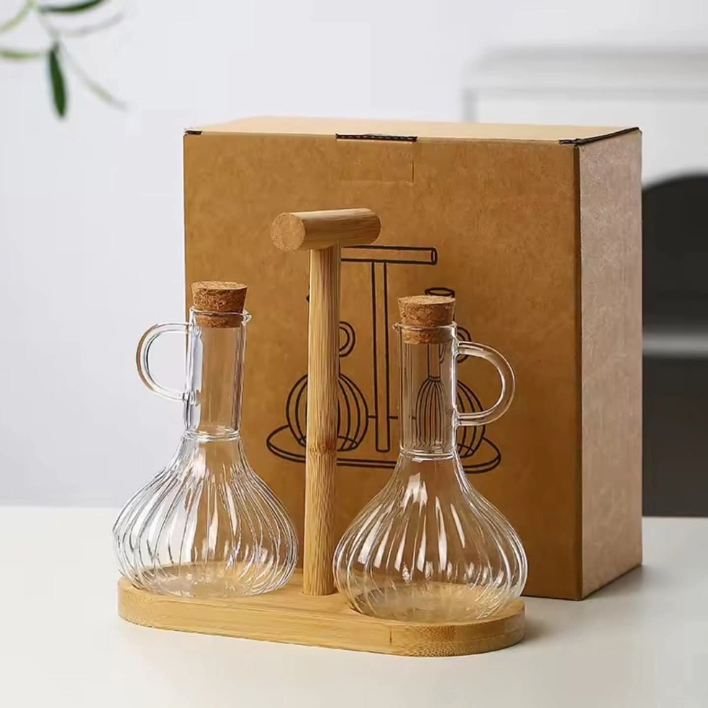 Glass Oil Pot Set
