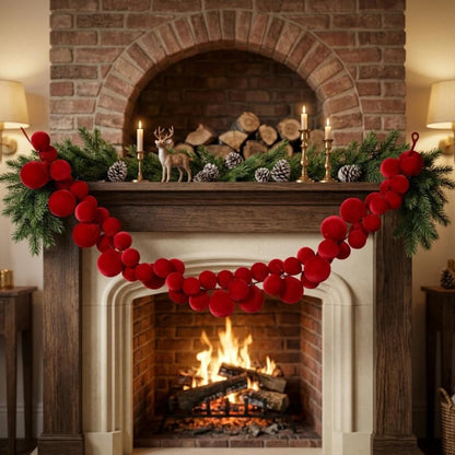 1.8M Christmas Ball Vine String Plastic Flocked Pendant