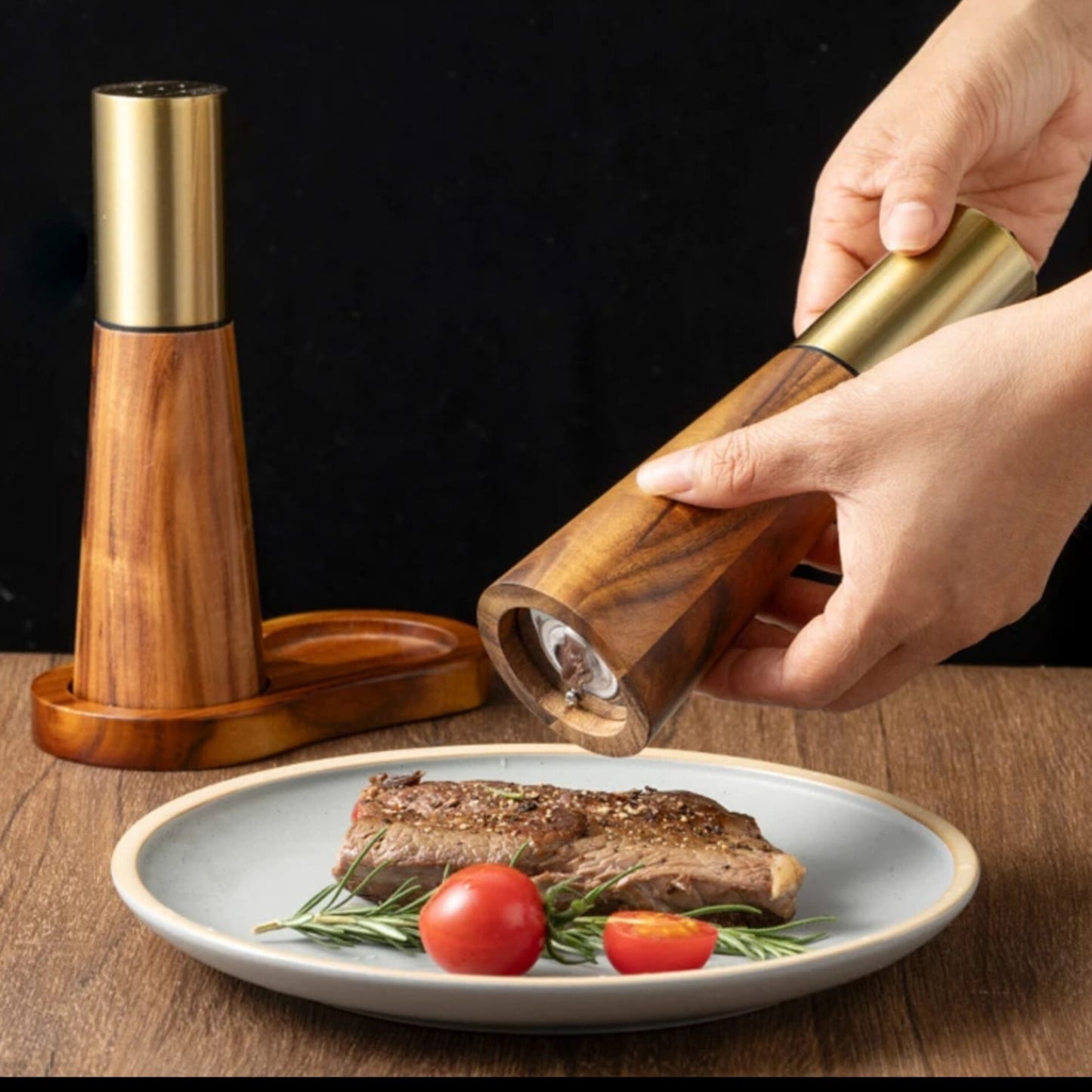 3-Piece Bamboo Salt and Pepper Grinder Set