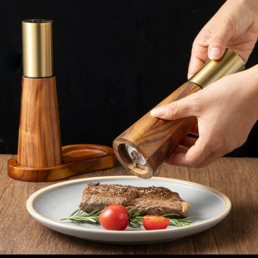 3-Piece Bamboo Salt and Pepper Grinder Set