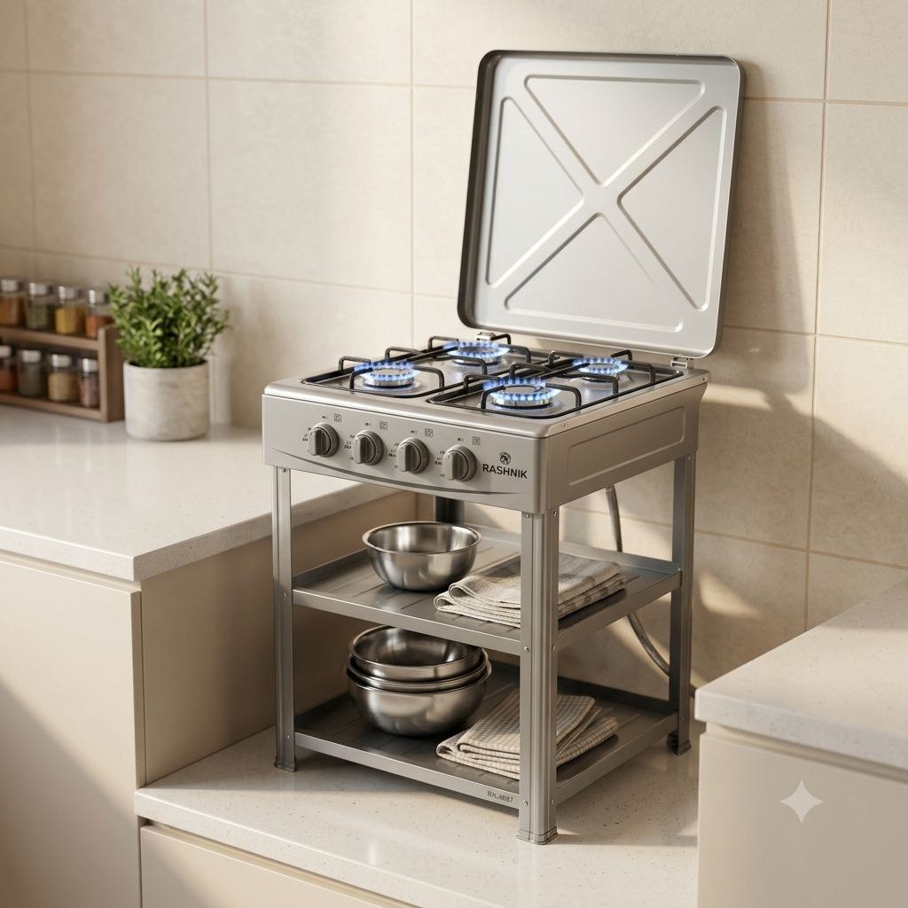 4 Burner Deluxe Gas Stove with Stand RN4087