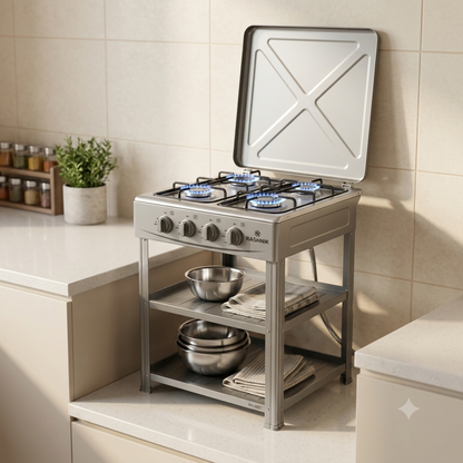 4 Burner Deluxe Gas Stove with Stand RN4087