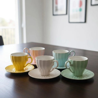 Coloured 1 cup and 1 saucer set