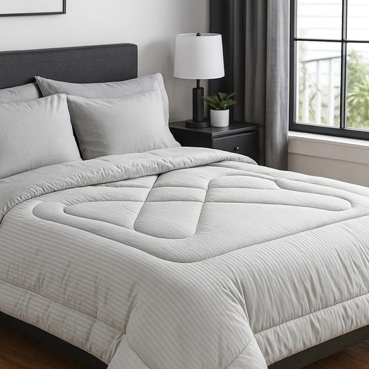 6*6 Striped binded duvet with sheet and cases