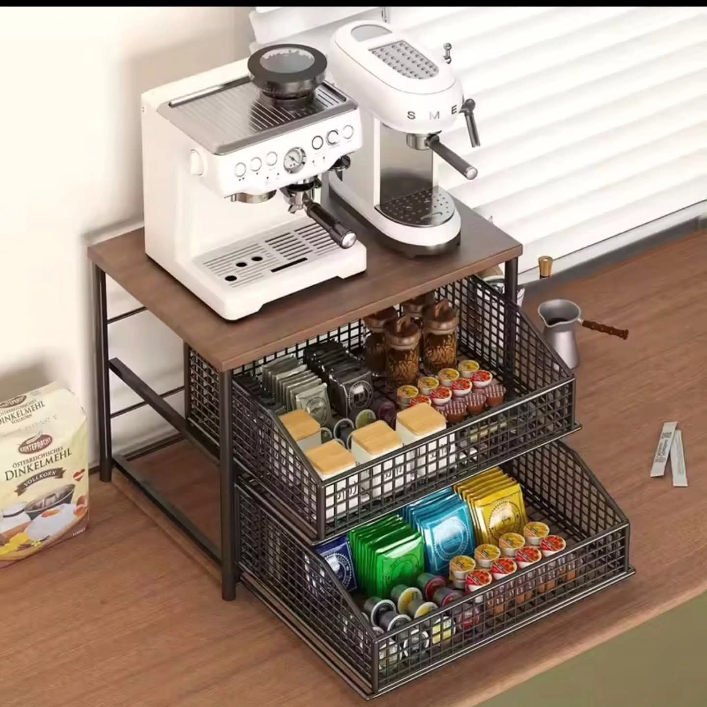 2 Tier metallic kitchen storage rack