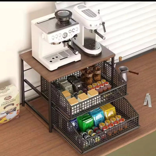 2 Tier metallic kitchen storage rack