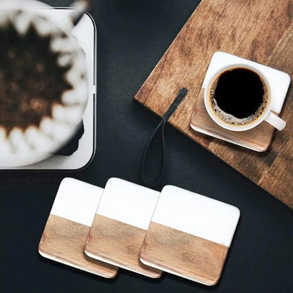 10pcs Marble and wood coasters