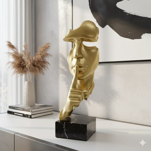 Golden Silence Abstract Face Sculpture