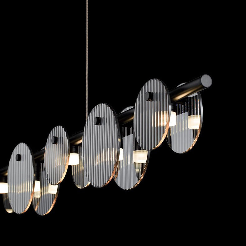 Black Linear Glass  Chandelier Light