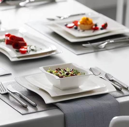 18Pcs striped square dinner set