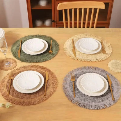 6Pcs Set Tassel Woven Table Mats