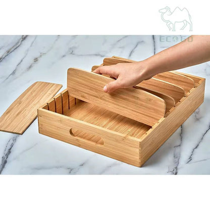 Bamboo Adjustable Multi Compartment Storage Tray