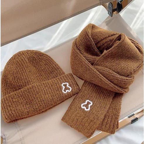 2 in 1 Warm Winter Kids Beanie Hat and Scarf Set
