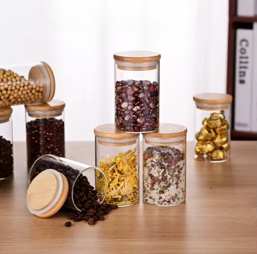 5Pcs Glass spice jars