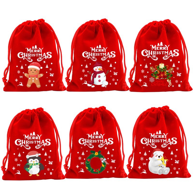2Pc Christmas velvet gift candy drawstring bags
