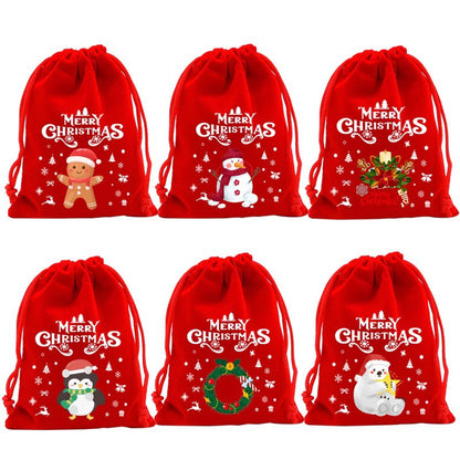 2Pc Christmas velvet gift candy drawstring bags