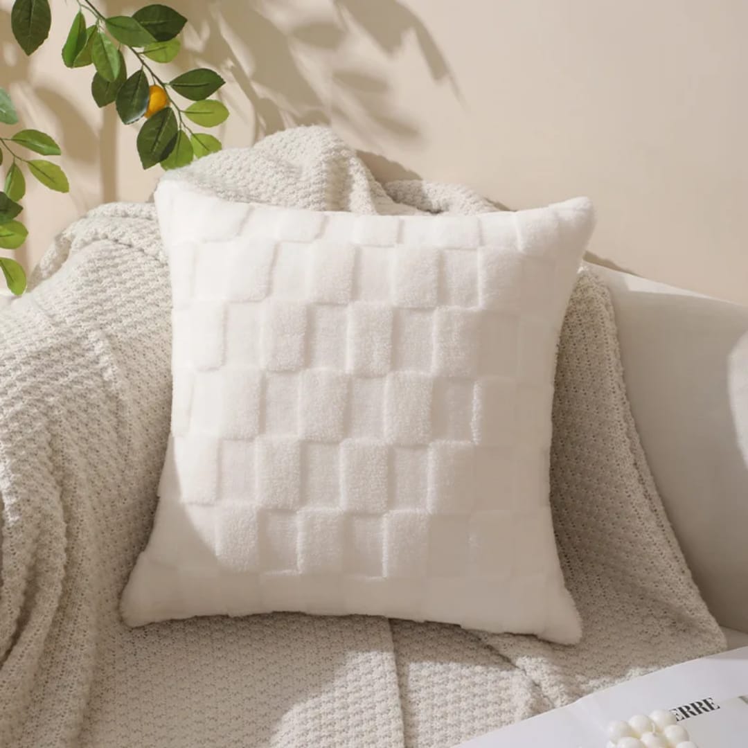 Plush Flocking Cushion Cover 1pc