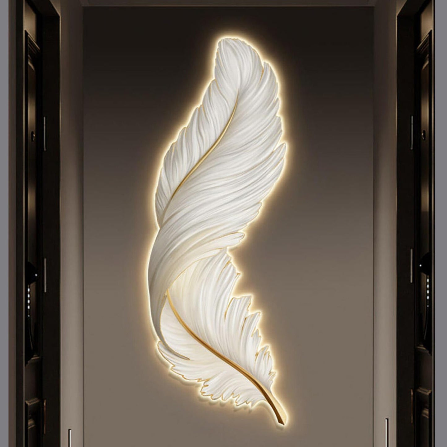 Feather Wall Art With Back Lights